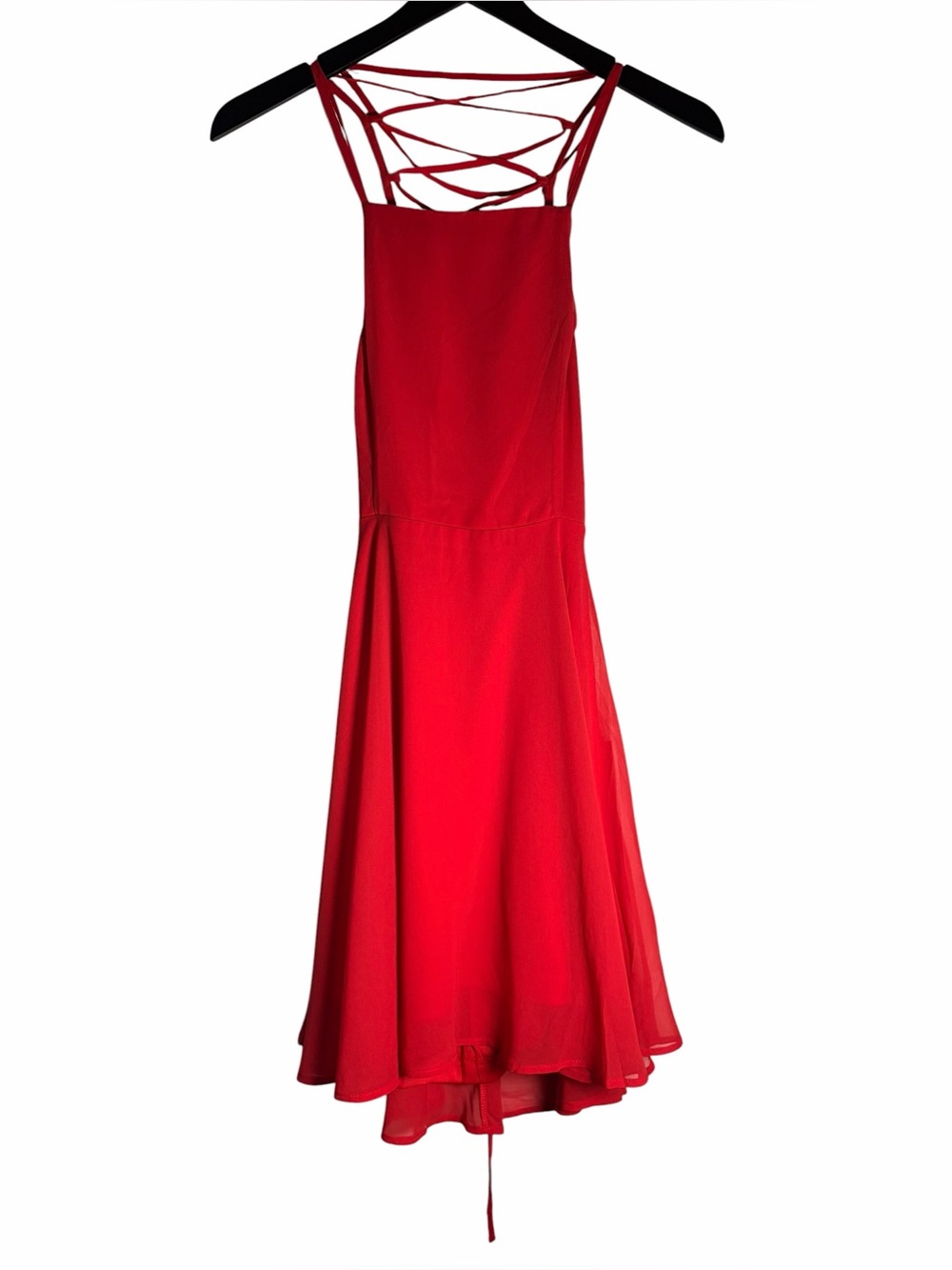 NEW Lulus Sleeveless Chiffon Mini Skater Dress Size Small Red